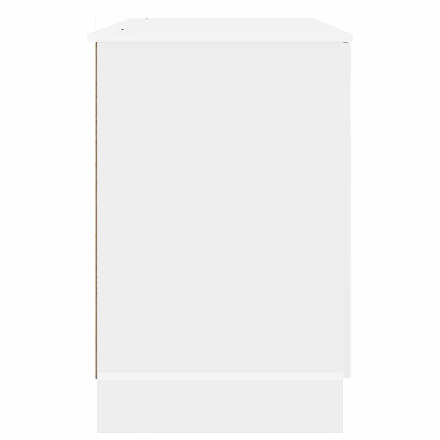 Bureau met plank Hoogglans Wit 142,5 x 50 x 75 cm Bewerkt hout