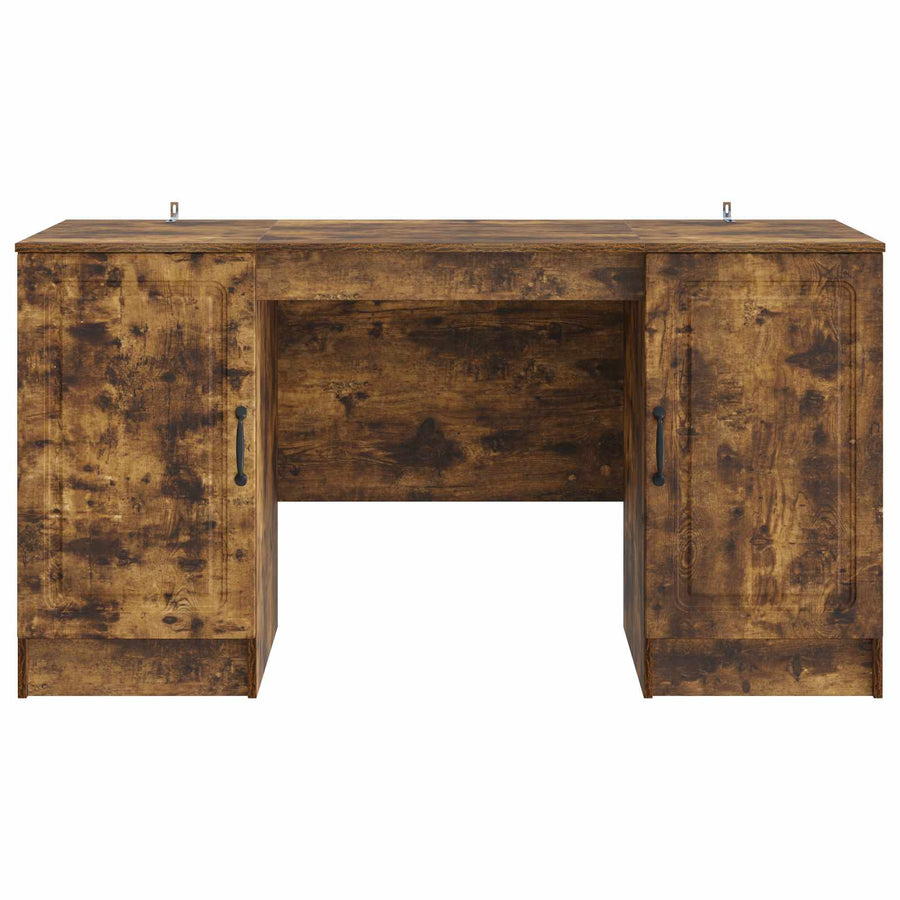 Bureau met plank Gerookt eiken 142,5 x 50 x 75 cm Bewerkt hout