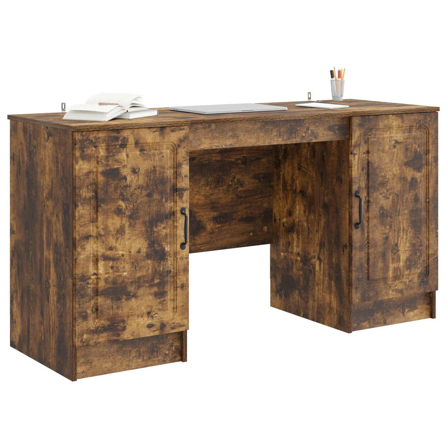 Bureau met plank Gerookt eiken 142,5 x 50 x 75 cm Bewerkt hout