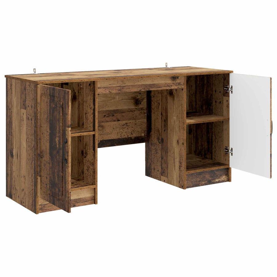 Bureau met plank Oud hout 142,5 x 50 x 75 cm Bewerkt hout