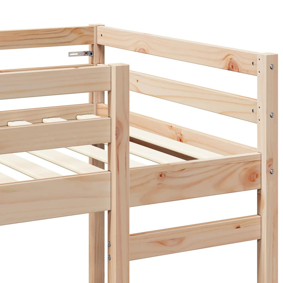 Hoogslaper bedframe Naturel 90 x 200 cm Massief grenenhout