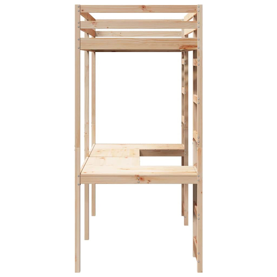 Hoogslaper bedframe Naturel 90 x 200 cm Massief grenenhout