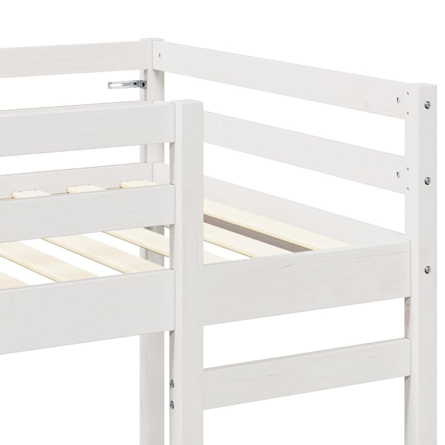 Hoogslaper bedframe Wit 90 x 200 cm Massief grenenhout