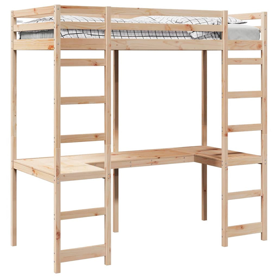 Hoogslaper bedframe Naturel 80 x 200 cm Massief grenenhout