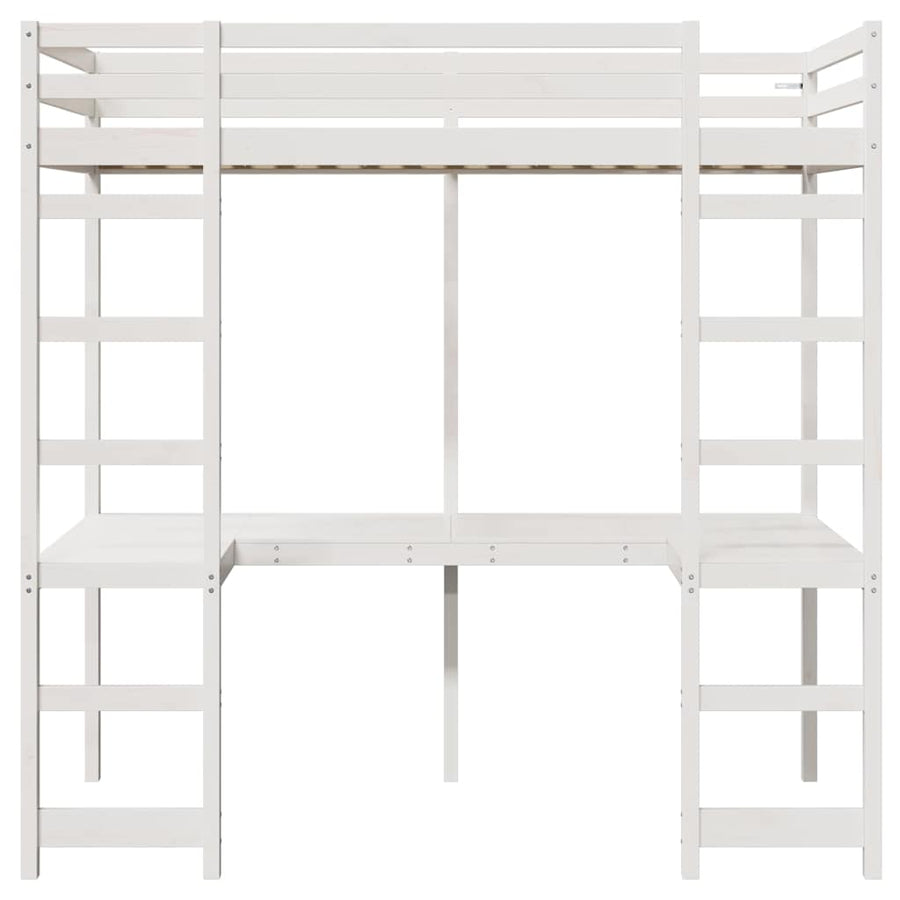 Hoogslaper bedframe Wit 80 x 200 cm Massief grenenhout