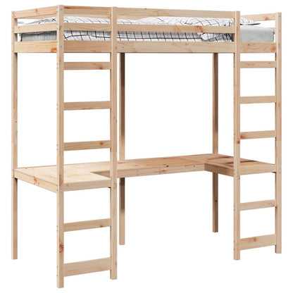Hoogslaper bedframe Naturel 90 x 190 cm Massief grenenhout