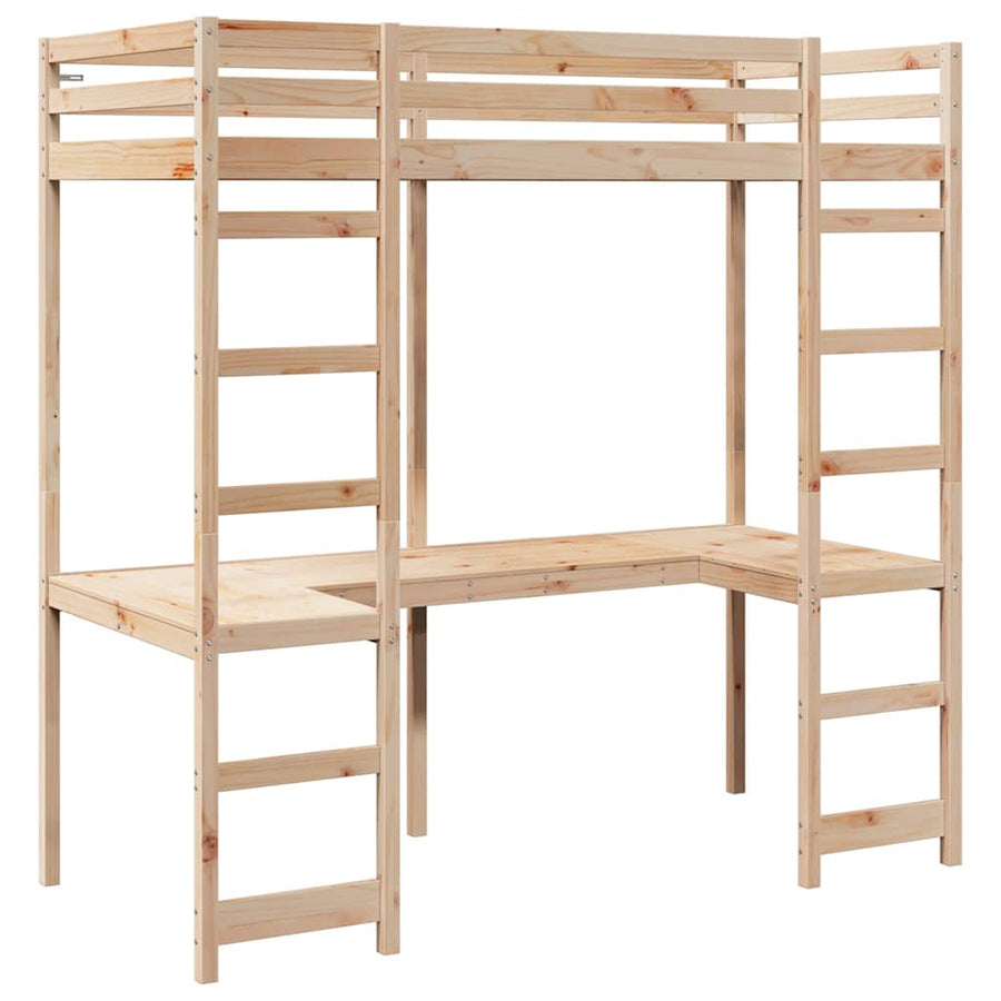 Hoogslaper bedframe Naturel 75 x 190 cm Massief grenenhout