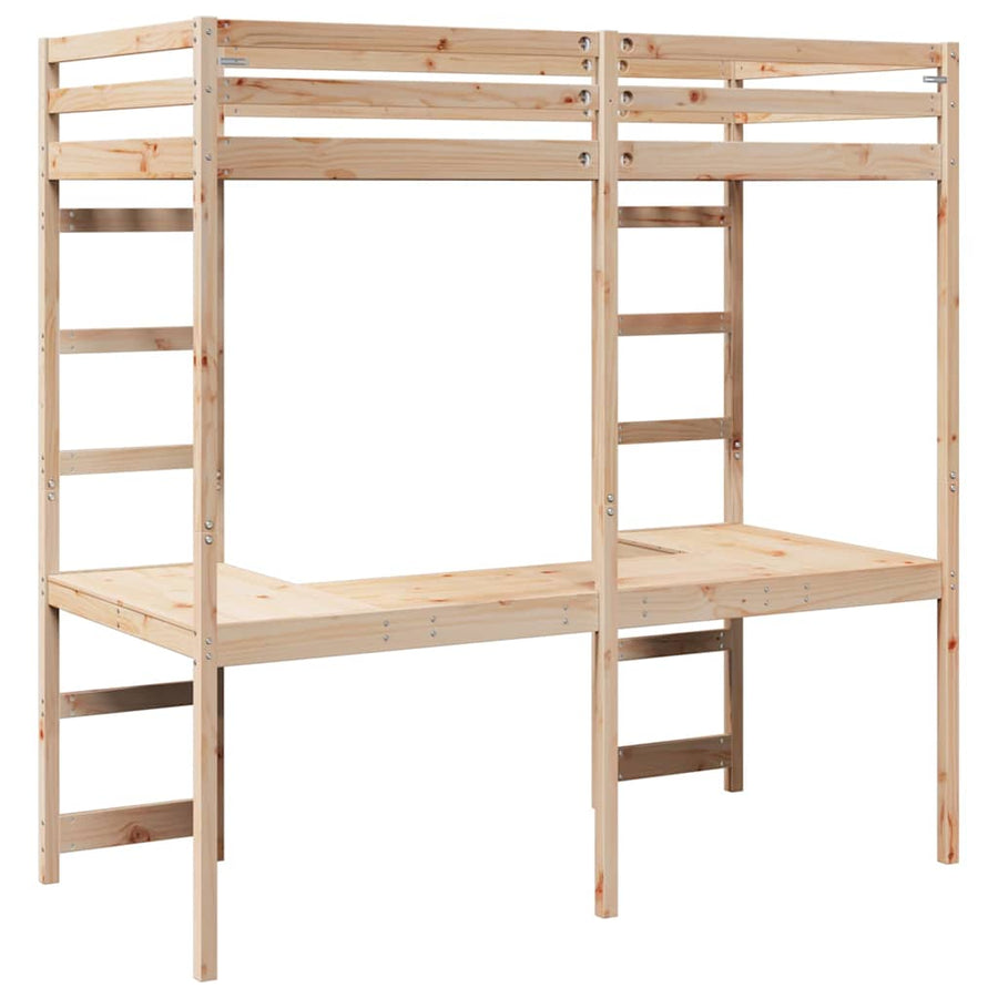 Hoogslaper bedframe Naturel 75 x 190 cm Massief grenenhout