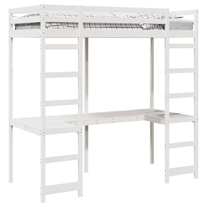 Hoogslaper bedframe Wit 75 x 190 cm Massief grenenhout