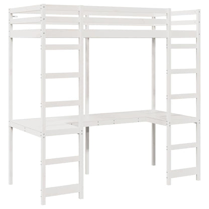 Hoogslaper bedframe Wit 75 x 190 cm Massief grenenhout