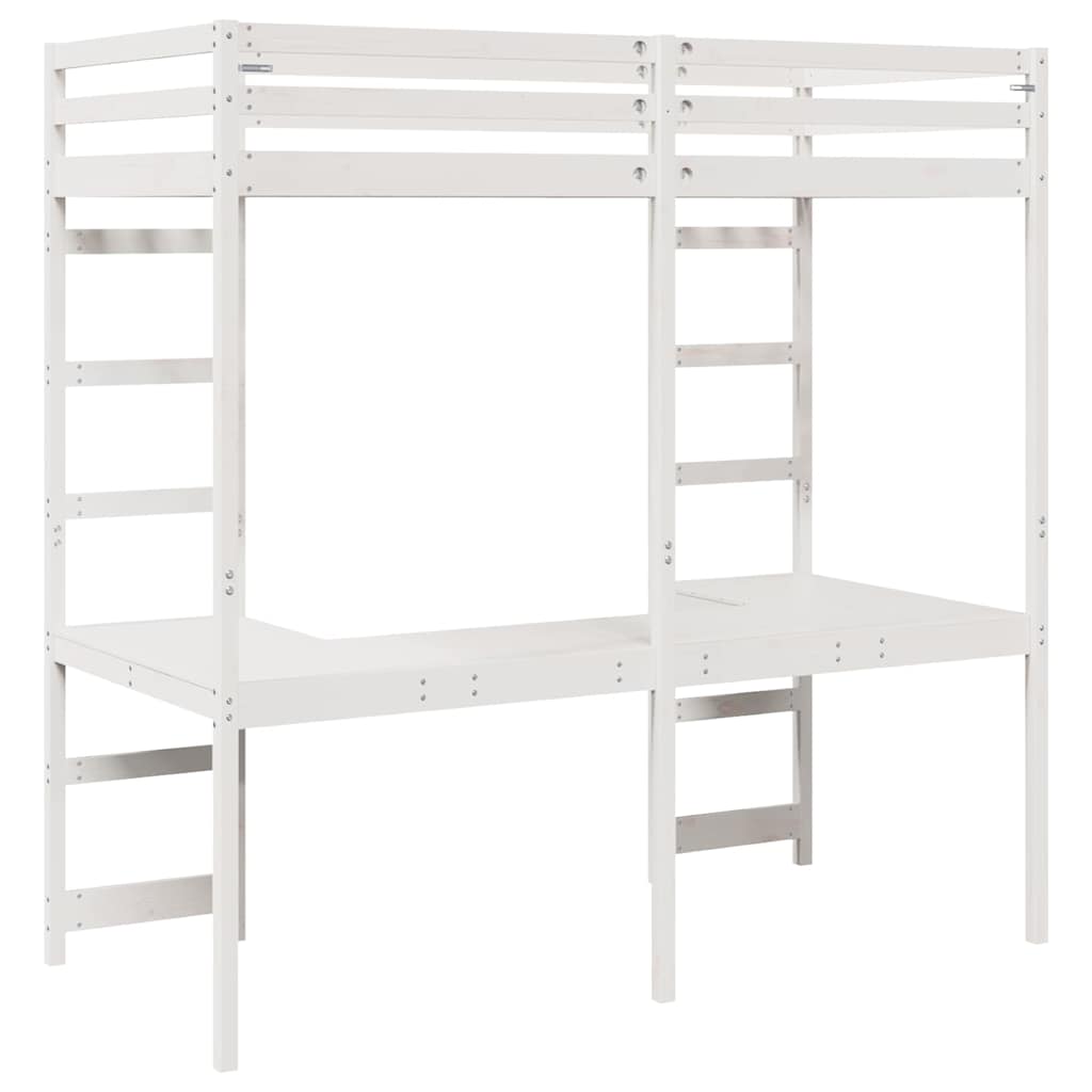 Hoogslaper bedframe Wit 75 x 190 cm Massief grenenhout