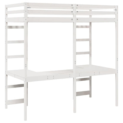 Hoogslaper bedframe Wit 75 x 190 cm Massief grenenhout