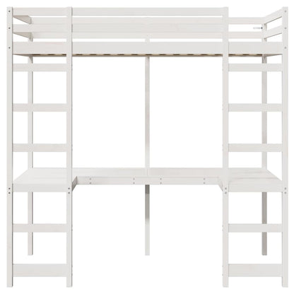 Hoogslaper bedframe Wit 75 x 190 cm Massief grenenhout