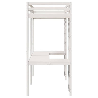 Hoogslaper bedframe Wit 75 x 190 cm Massief grenenhout