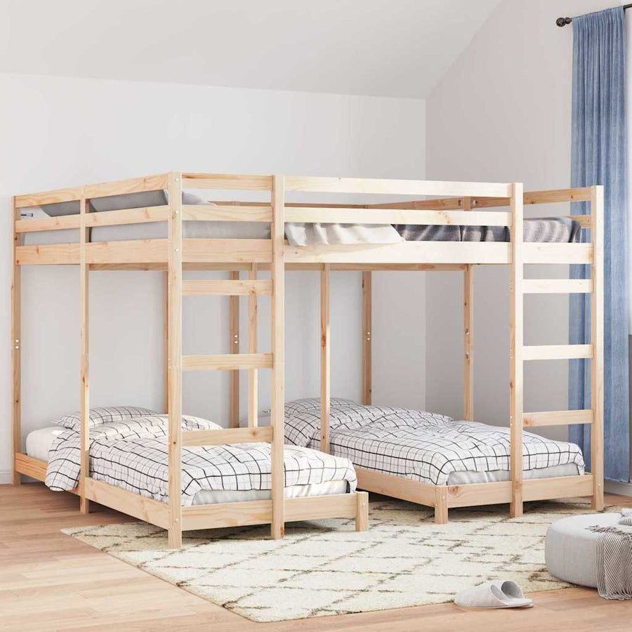 Drie-hoog Bunk Bed Frame Naturel 80 / 200 x 200 cm