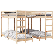 Drie-hoog Bunk Bed Frame Naturel 80 / 200 x 200 cm