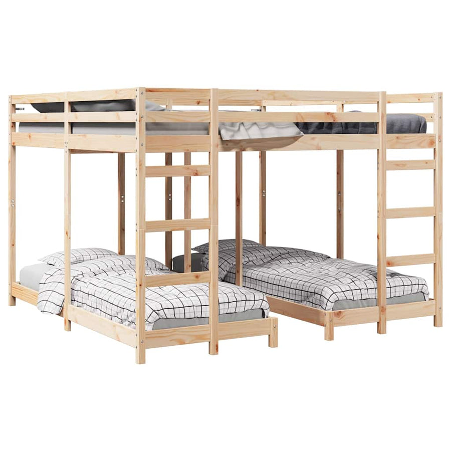 Drie-hoog Bunk Bed Frame Naturel 80 / 200 x 200 cm