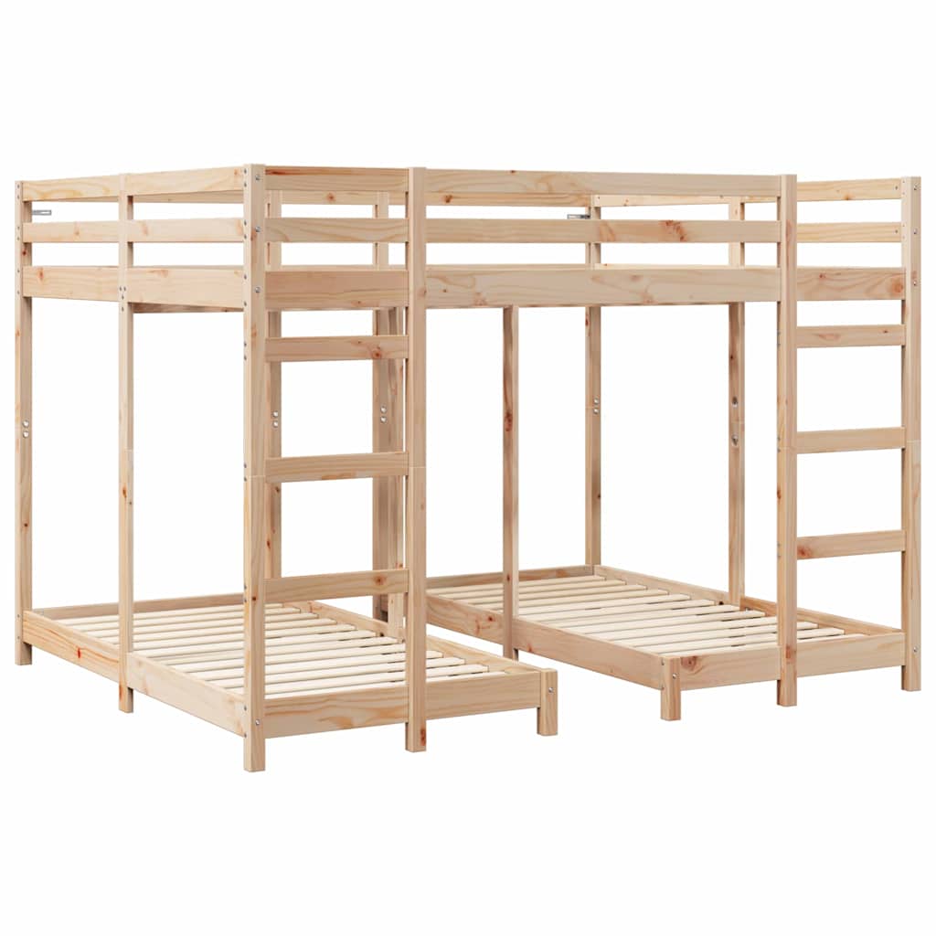 Drie-hoog Bunk Bed Frame Naturel 80 / 200 x 200 cm