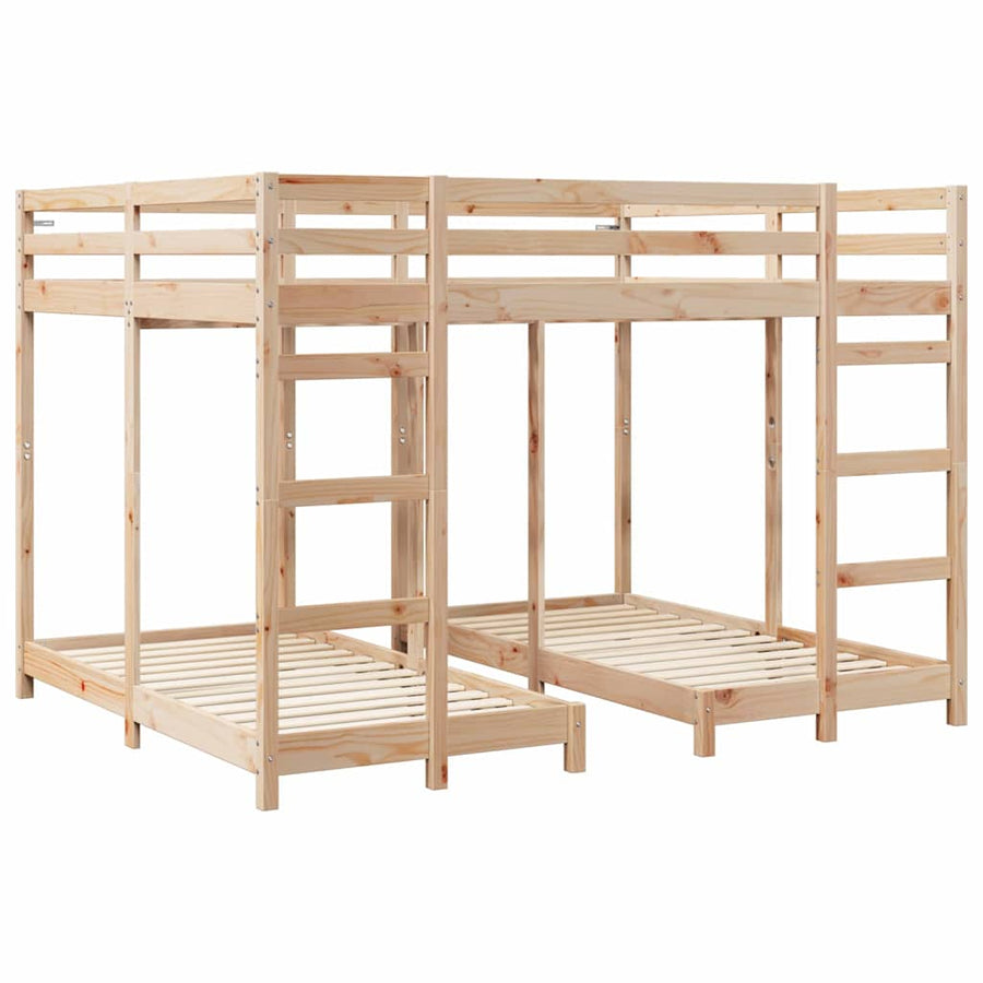 Drie-hoog Bunk Bed Frame Naturel 80 / 200 x 200 cm