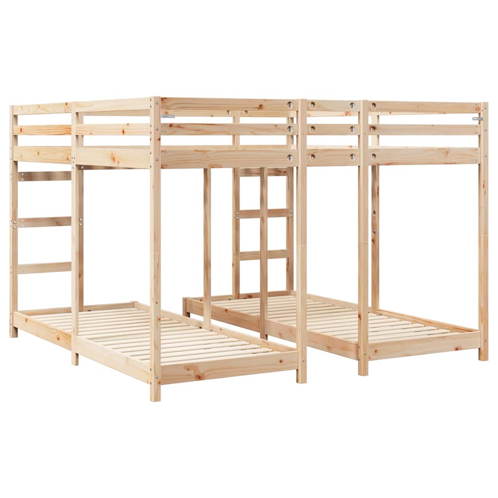 Drie-hoog Bunk Bed Frame Naturel 80 / 200 x 200 cm