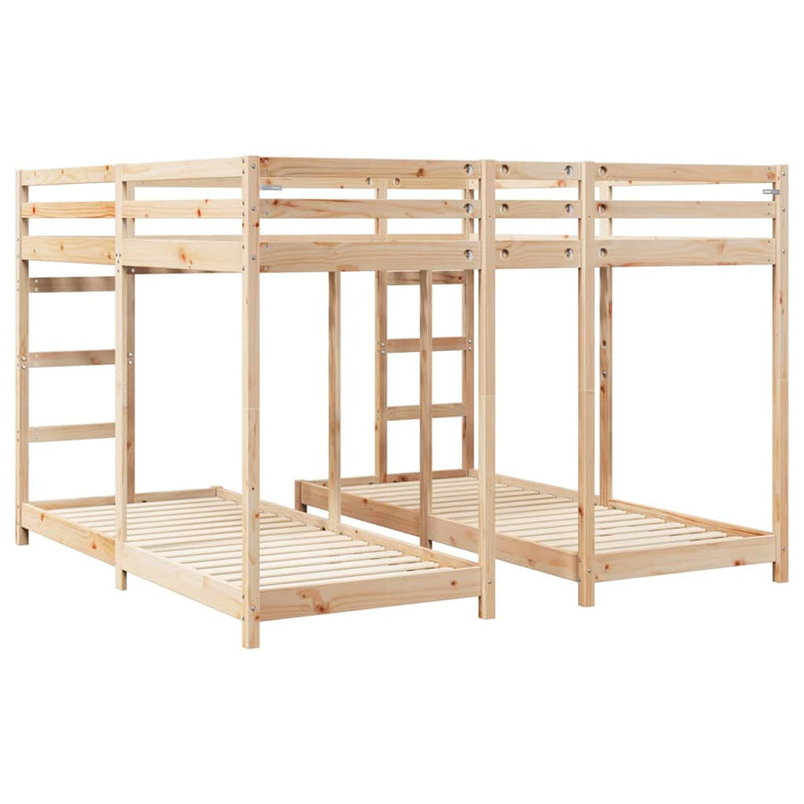Drie-hoog Bunk Bed Frame Naturel 80 / 200 x 200 cm