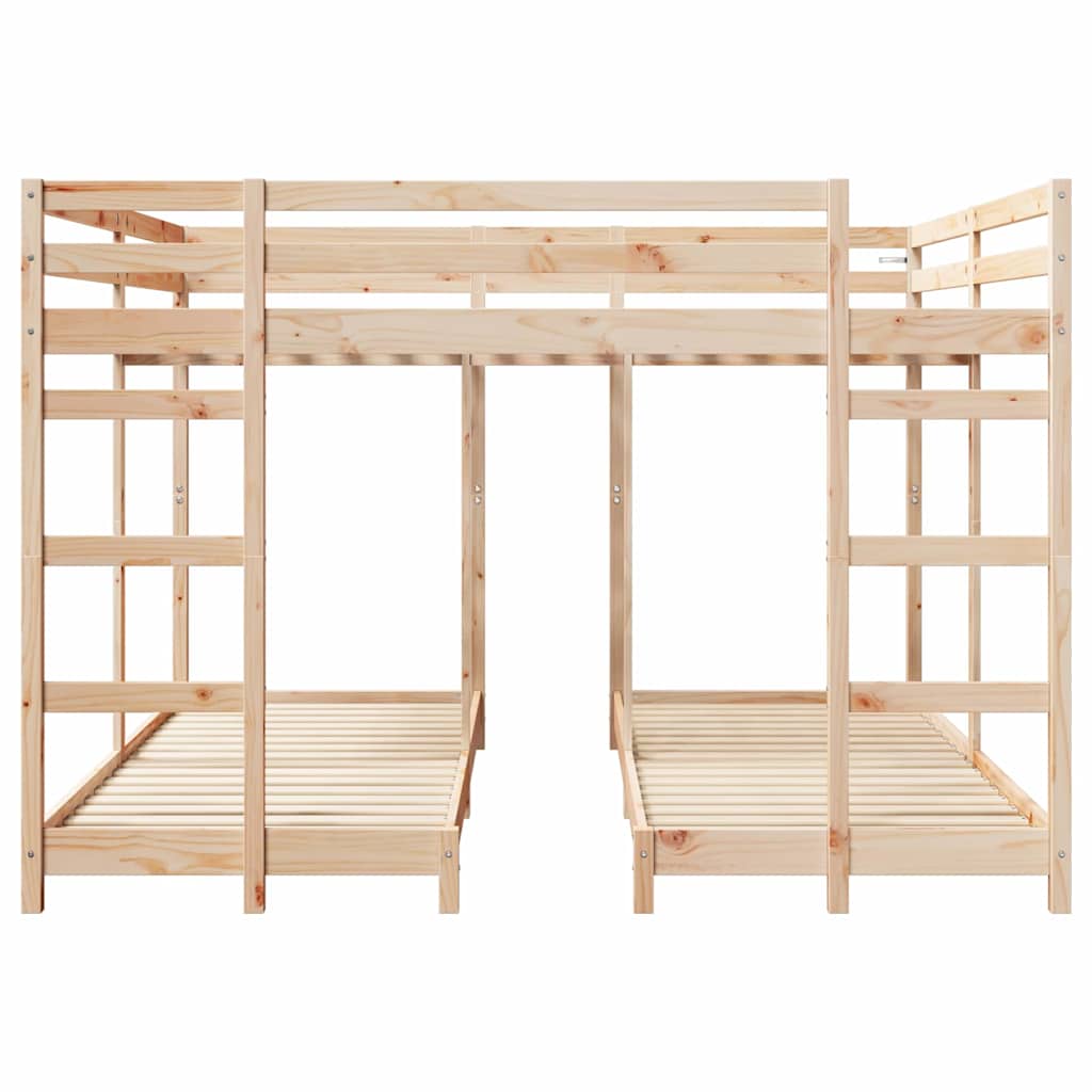 Drie-hoog Bunk Bed Frame Naturel 80 / 200 x 200 cm