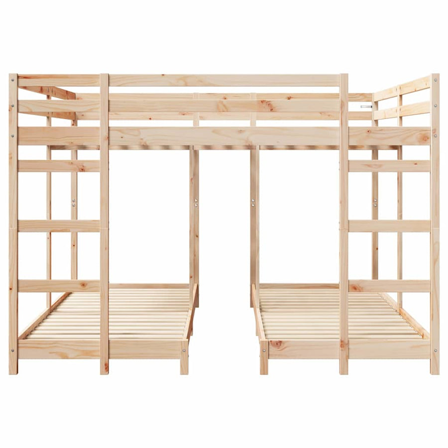 Drie-hoog Bunk Bed Frame Naturel 80 / 200 x 200 cm