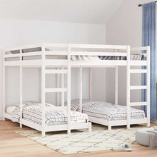 Drie-hoog Bunk Bed Frame Wit 200 x 200 cm Massief grenenhout