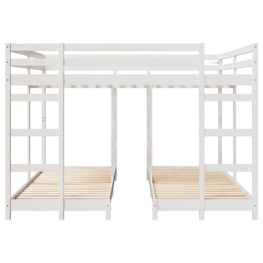 Drie-hoog Bunk Bed Frame Wit 200 x 200 cm Massief grenenhout
