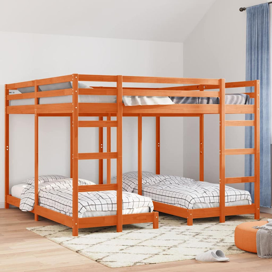 Drie-hoog Bunk Bed Frame Wasbruin 200 x 200 cm