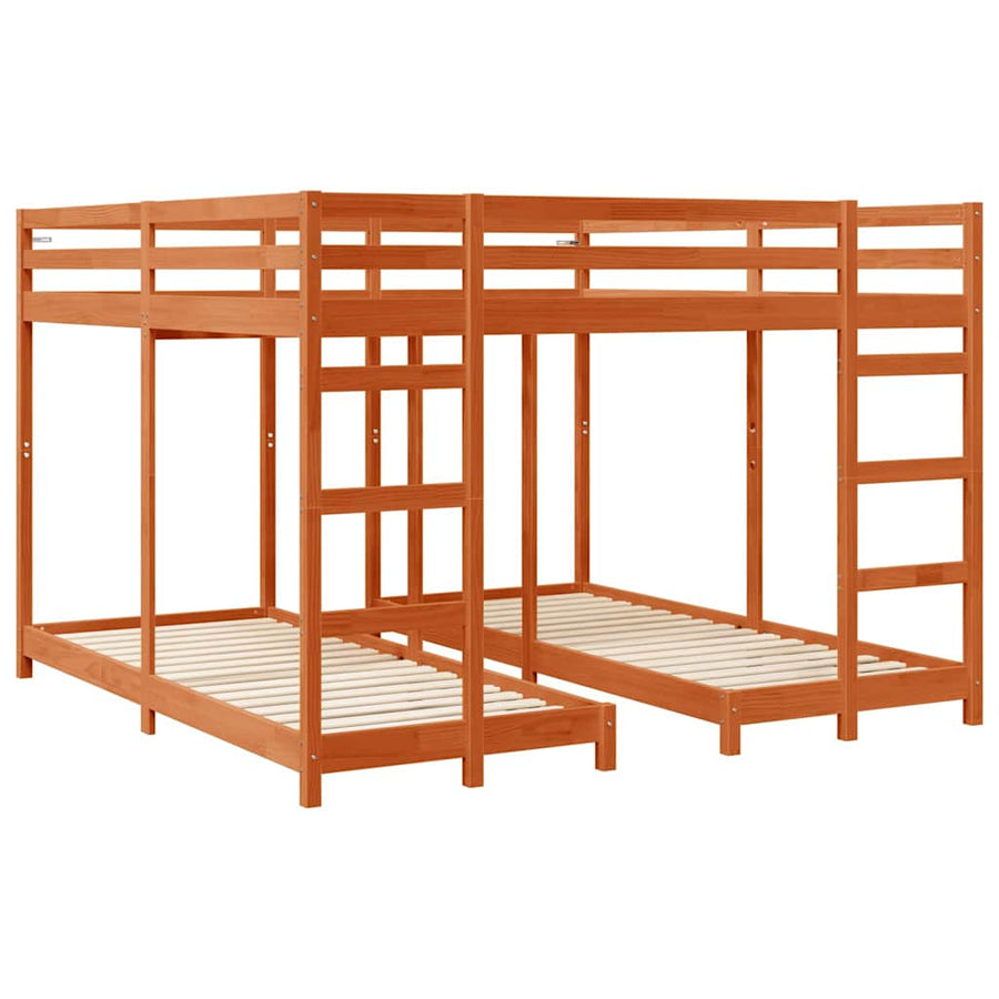 Drie-hoog Bunk Bed Frame Wasbruin 200 x 200 cm