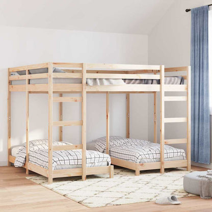Drie-hoog Bunk Bed Frame Bruin 160 x 200 cm Massief grenenhout