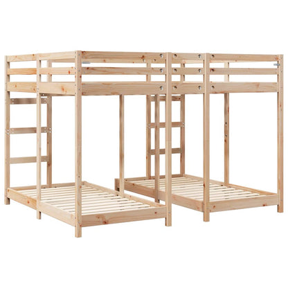 Drie-hoog Bunk Bed Frame Bruin 160 x 200 cm Massief grenenhout
