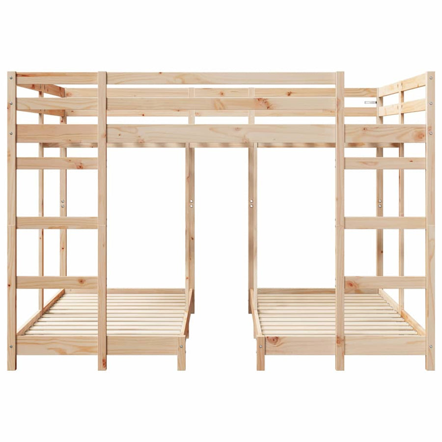 Drie-hoog Bunk Bed Frame Bruin 160 x 200 cm Massief grenenhout