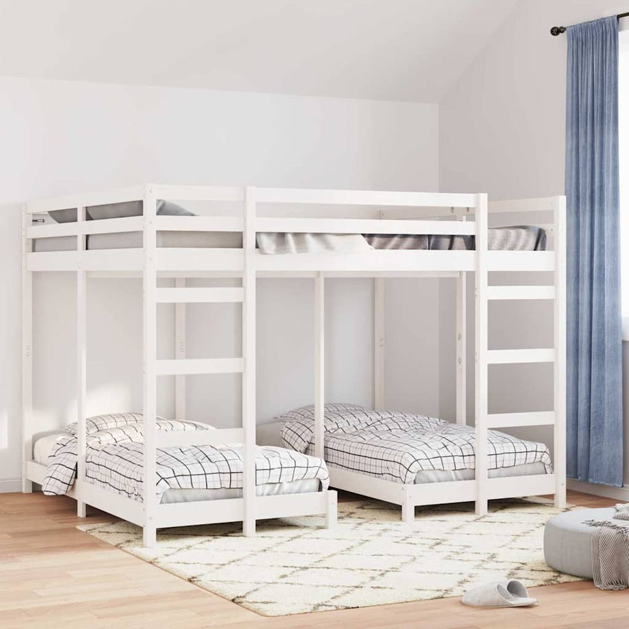 Drie-hoog Bunk Bed Frame Wit 160 x 200 cm Massief grenenhout