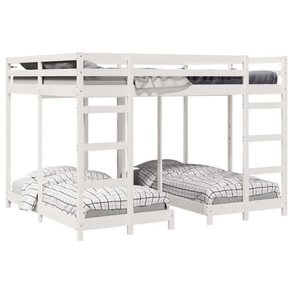 Drie-hoog Bunk Bed Frame Wit 160 x 200 cm Massief grenenhout