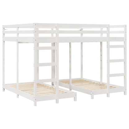 Drie-hoog Bunk Bed Frame Wit 160 x 200 cm Massief grenenhout
