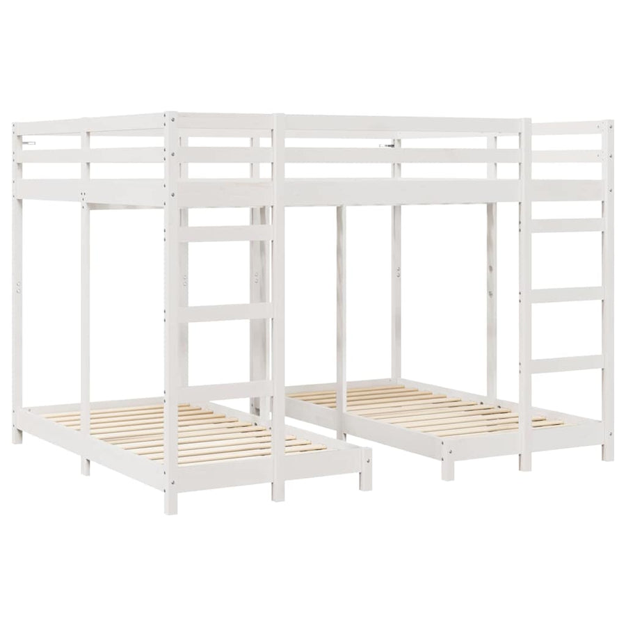 Drie-hoog Bunk Bed Frame Wit 160 x 200 cm Massief grenenhout