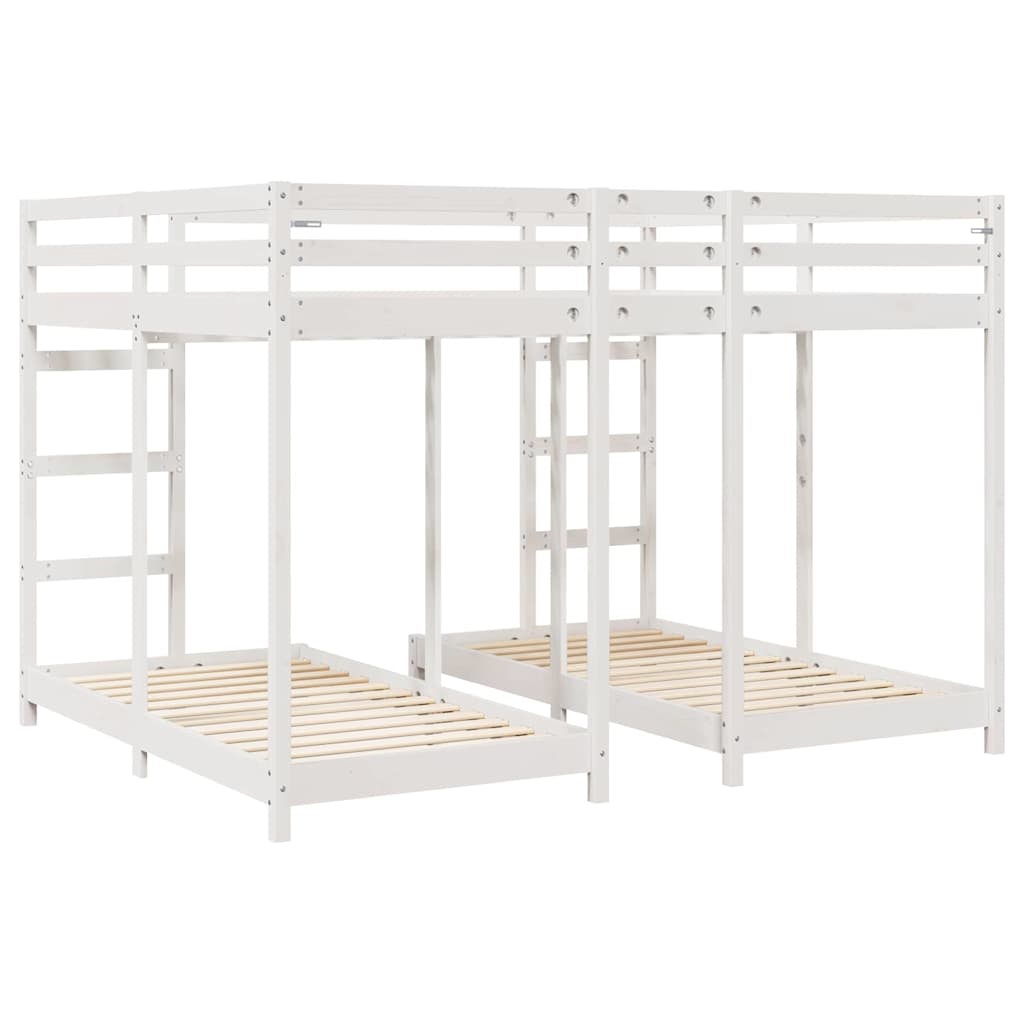 Drie-hoog Bunk Bed Frame Wit 160 x 200 cm Massief grenenhout