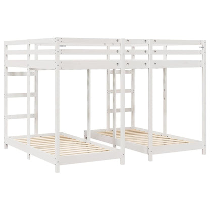 Drie-hoog Bunk Bed Frame Wit 160 x 200 cm Massief grenenhout