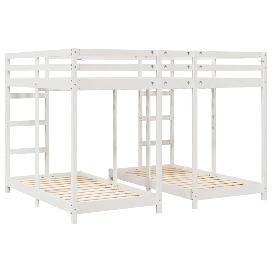 Drie-hoog Bunk Bed Frame Wit 160 x 200 cm Massief grenenhout