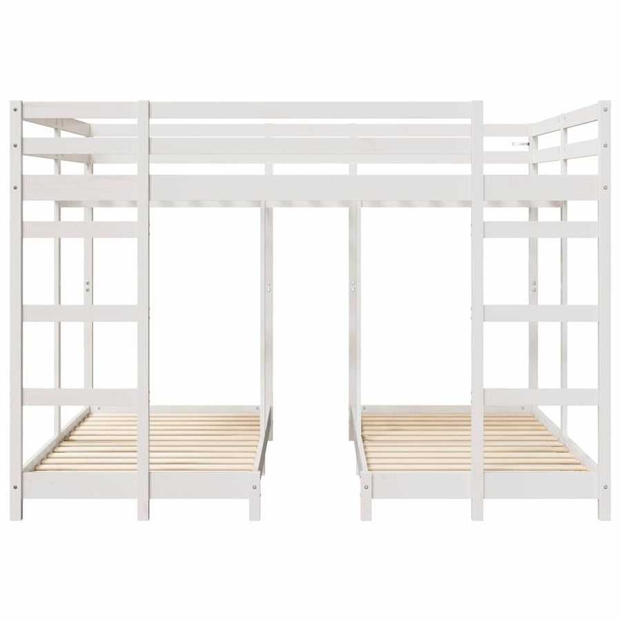 Drie-hoog Bunk Bed Frame Wit 160 x 200 cm Massief grenenhout