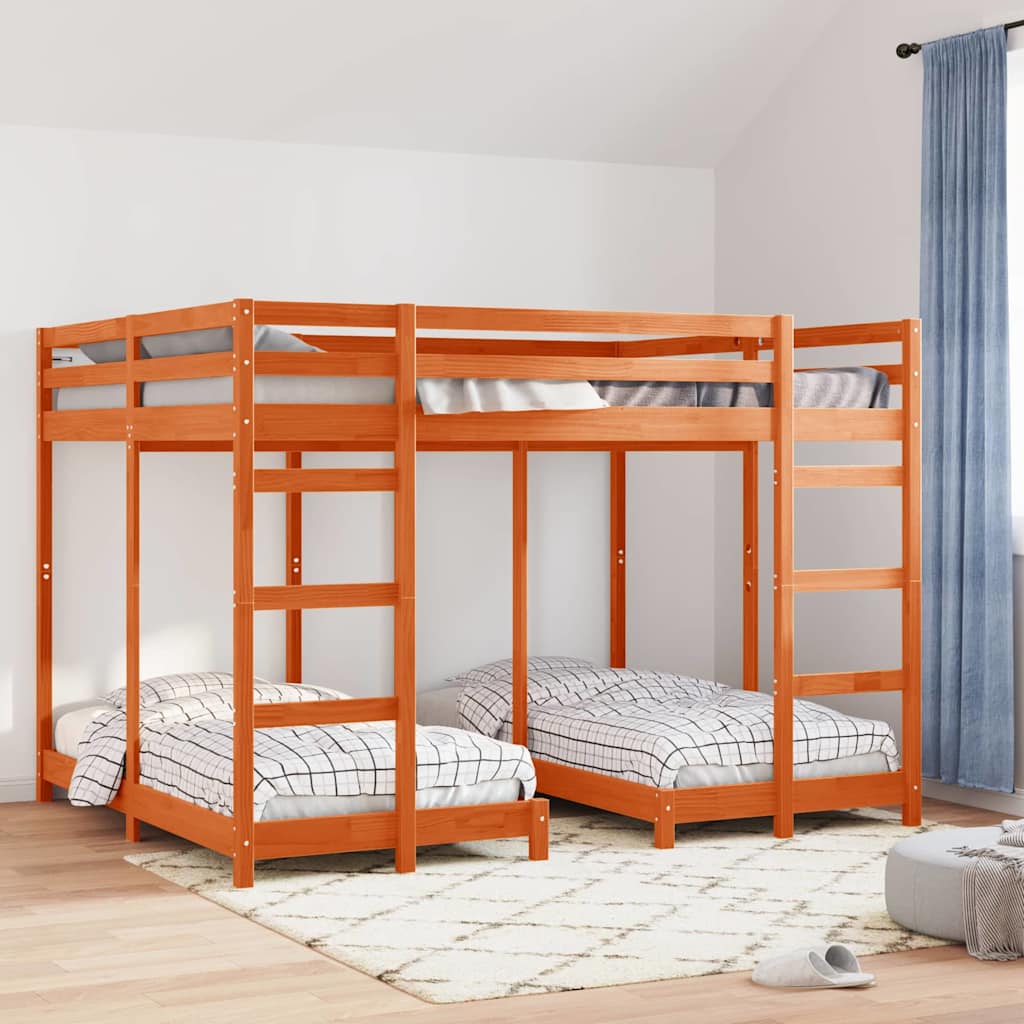 Drie-hoog Bunk Bed Frame Wasbruin 160 x 200 cm