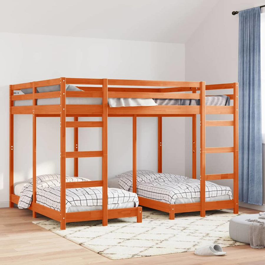 Drie-hoog Bunk Bed Frame Wasbruin 160 x 200 cm