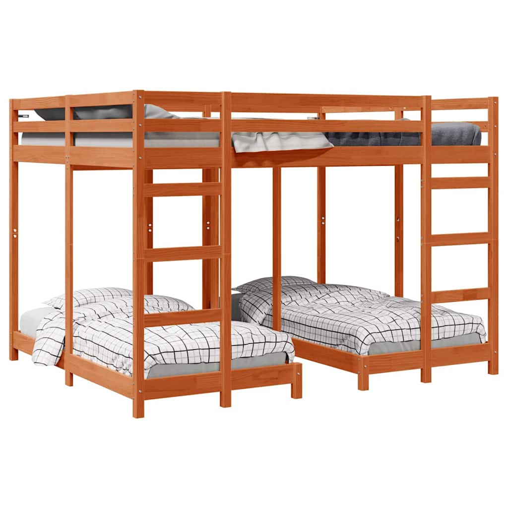 Drie-hoog Bunk Bed Frame Wasbruin 160 x 200 cm
