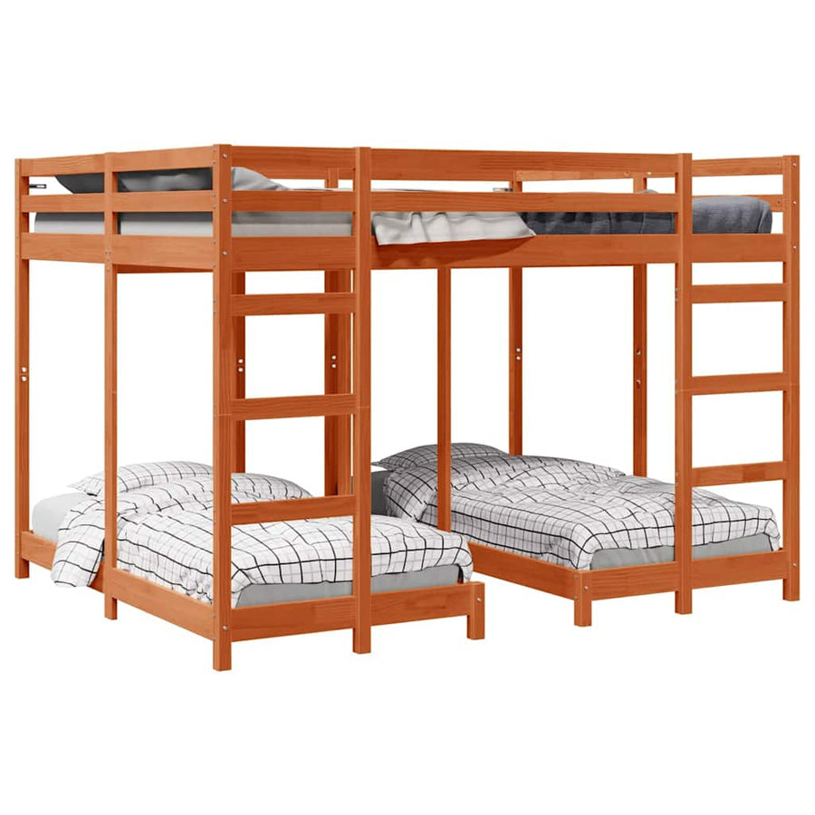 Drie-hoog Bunk Bed Frame Wasbruin 160 x 200 cm