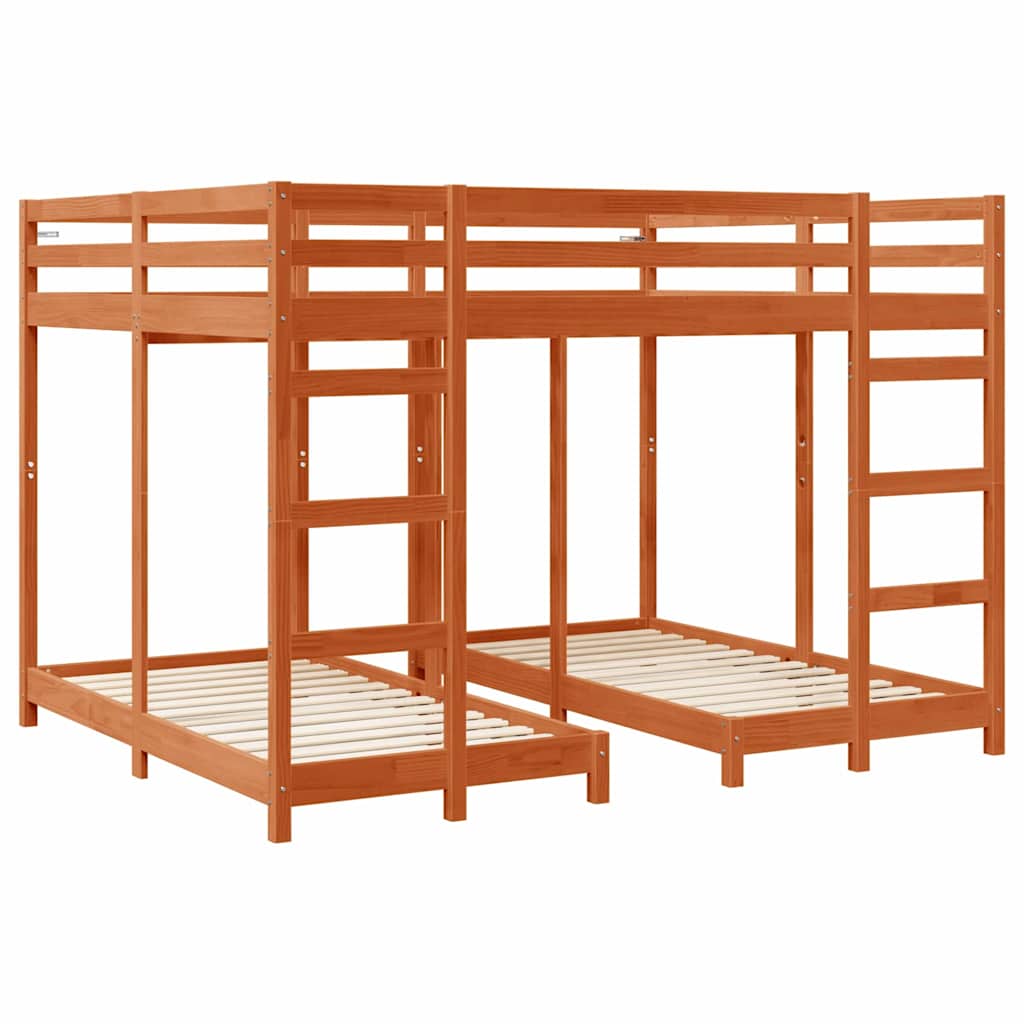 Drie-hoog Bunk Bed Frame Wasbruin 160 x 200 cm
