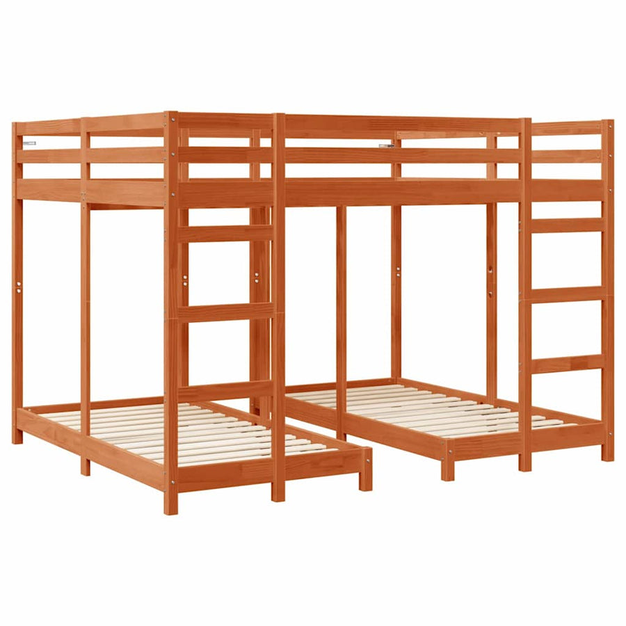 Drie-hoog Bunk Bed Frame Wasbruin 160 x 200 cm