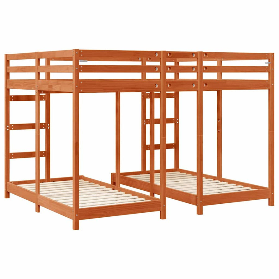 Drie-hoog Bunk Bed Frame Wasbruin 160 x 200 cm