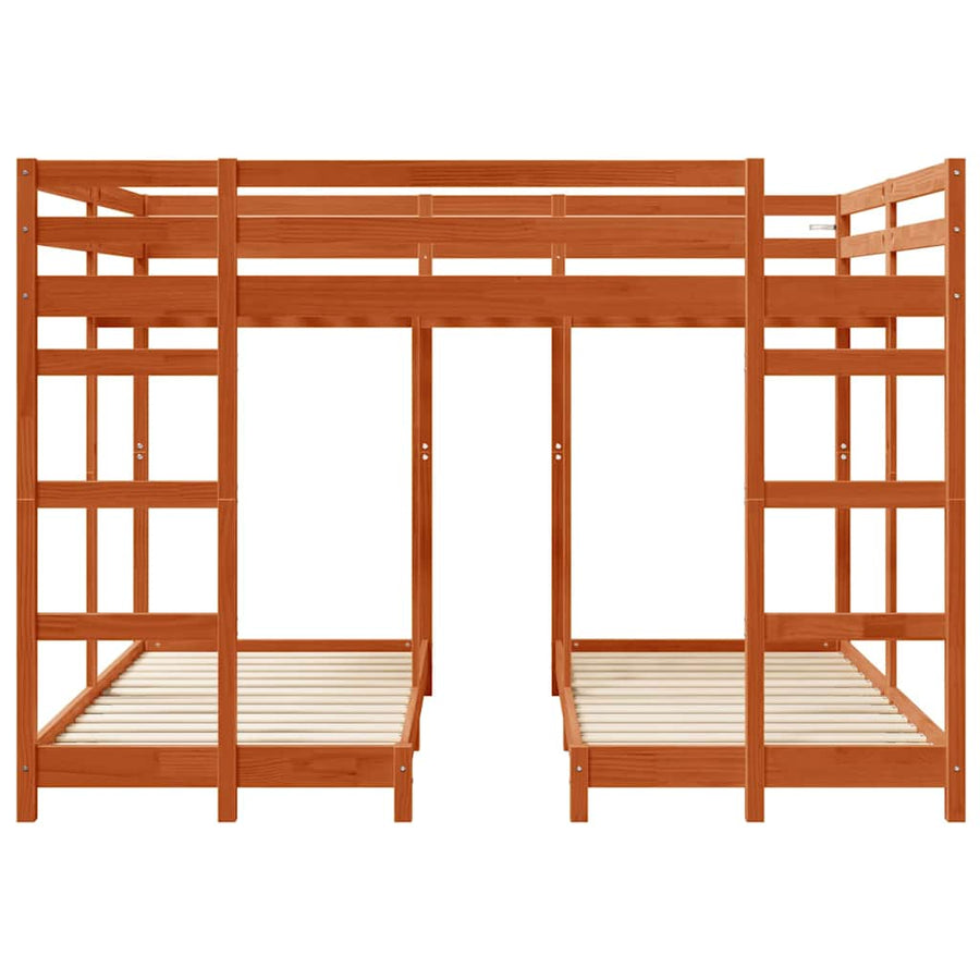 Drie-hoog Bunk Bed Frame Wasbruin 160 x 200 cm